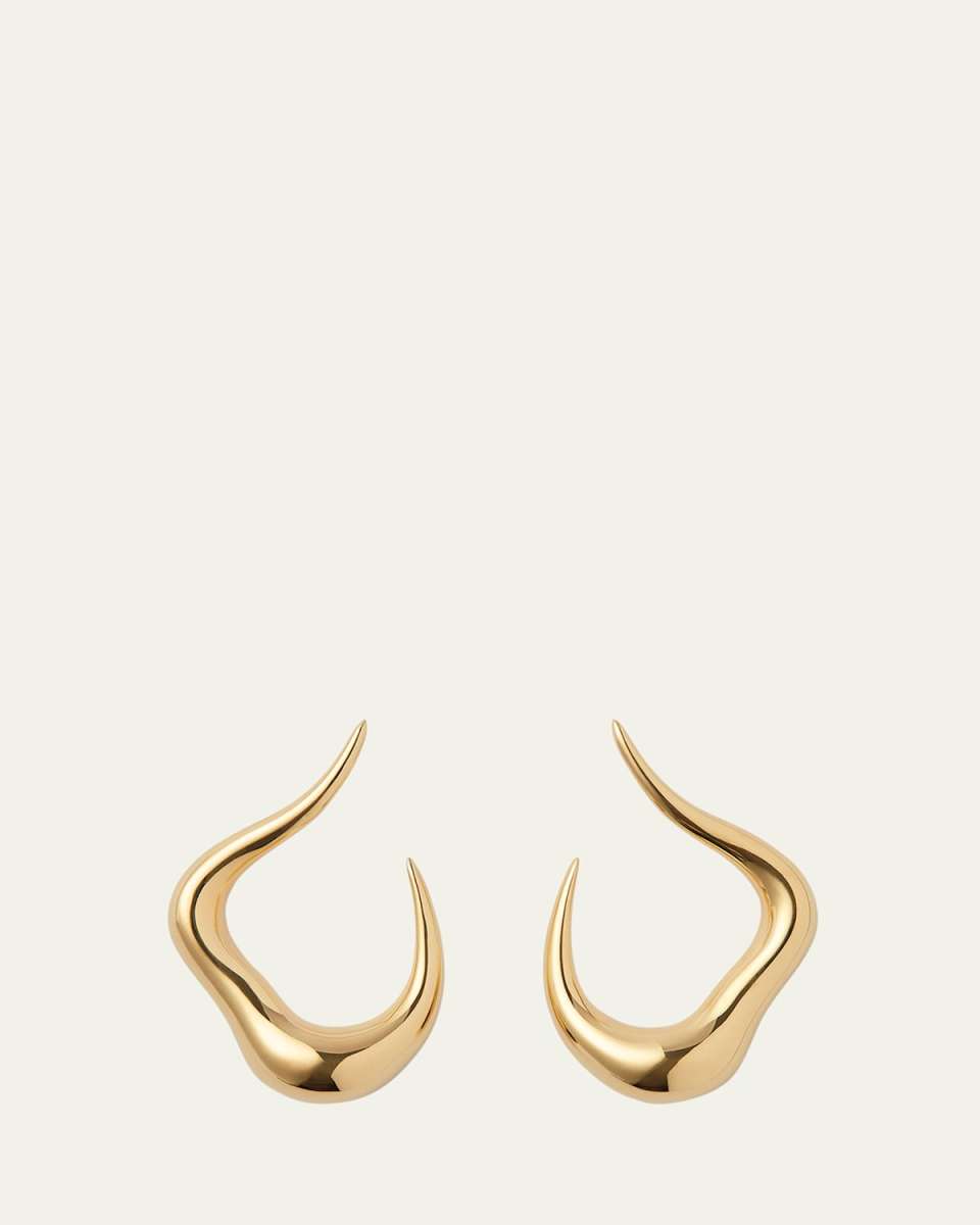 18K Yellow Gold Bold Stream Open Small Earrings
